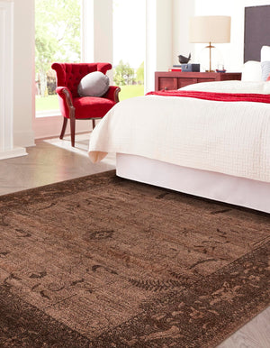 Brown 7' 10 x 7' 10 La Jolla Square Area Rug 100% Polypropylene Traditional Pattern Easy Clean Carpet for Living, Dining, Bedroom, Office for Sale at Rug Engine