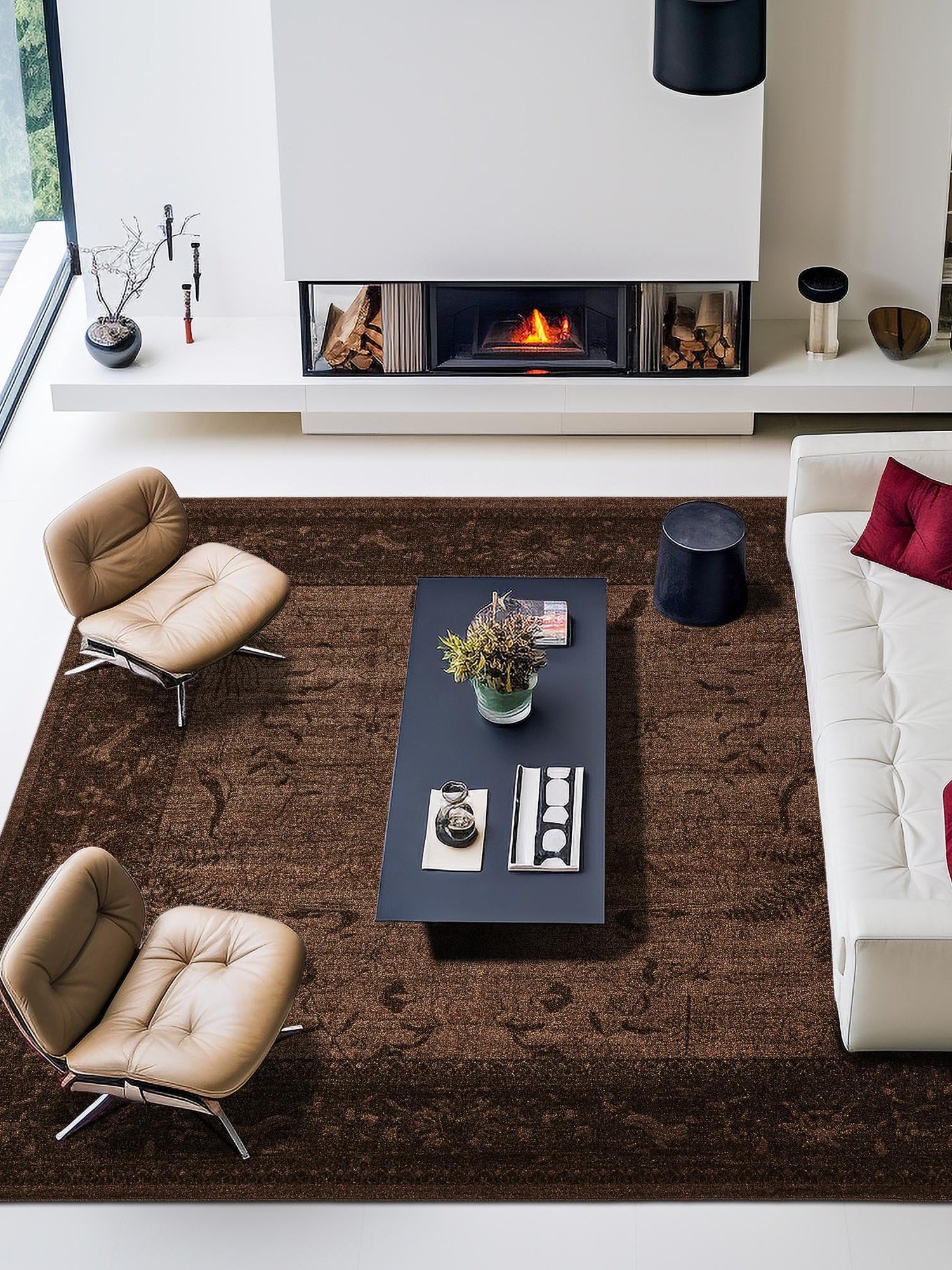 Brown 10' x 10' La Jolla Square Area Rug 100% Polypropylene Traditional Pattern Easy Clean Carpet for Living, Dining, Bedroom, Office for Sale at Rug Engine