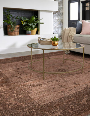 Brown 7' 10 x 7' 10 La Jolla Square Area Rug 100% Polypropylene Traditional Pattern Easy Clean Carpet for Living, Dining, Bedroom, Office for Sale at Rug Engine