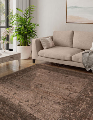 Brown 7' 10 x 7' 10 La Jolla Square Area Rug 100% Polypropylene Traditional Pattern Easy Clean Carpet for Living, Dining, Bedroom, Office for Sale at Rug Engine