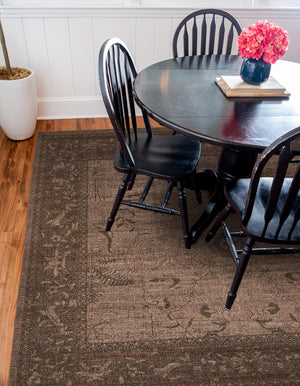 Brown 7' 10 x 7' 10 La Jolla Square Area Rug 100% Polypropylene Traditional Pattern Easy Clean Carpet for Living, Dining, Bedroom, Office for Sale at Rug Engine