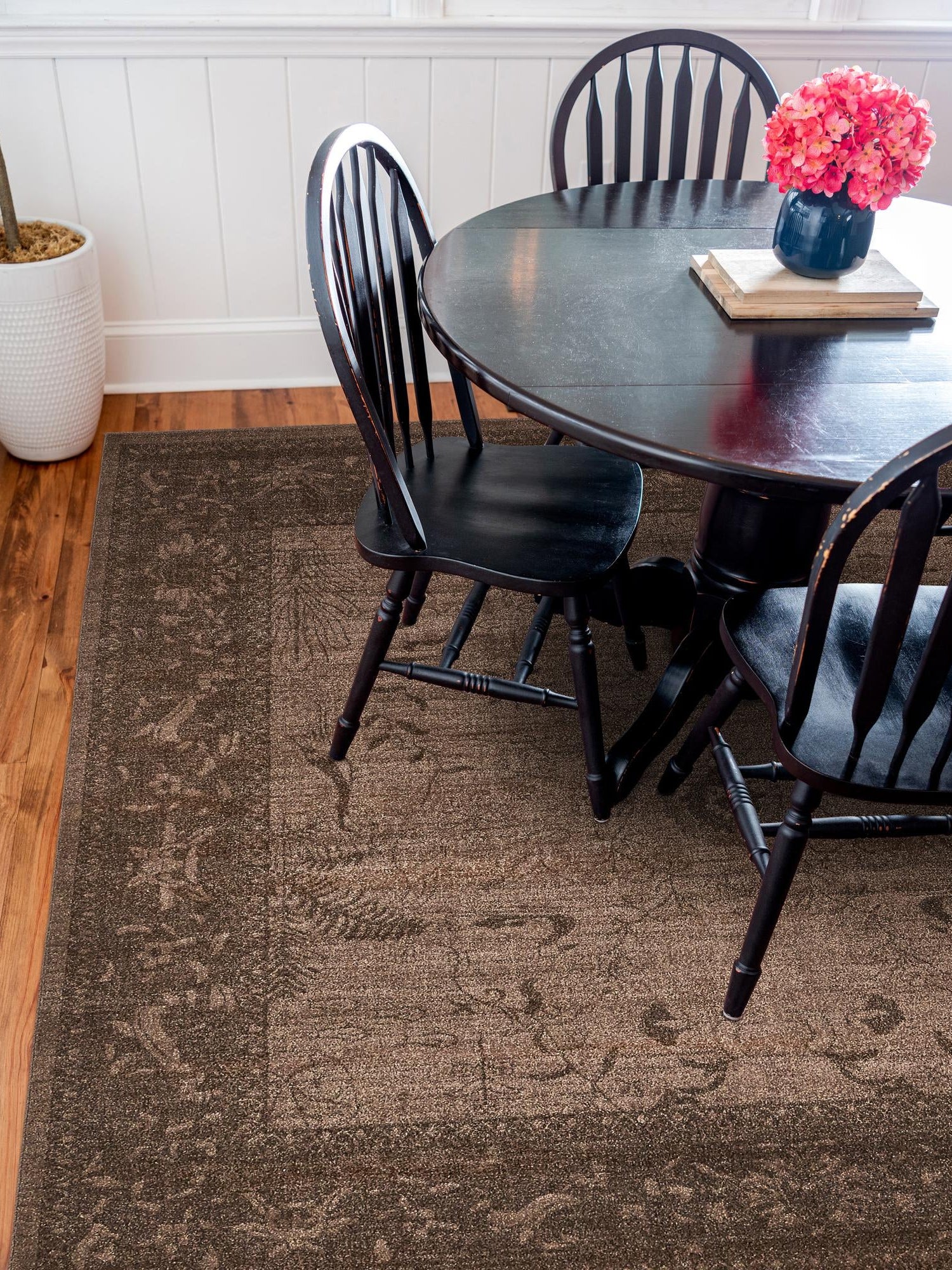 Brown 10' x 10' La Jolla Square Area Rug 100% Polypropylene Traditional Pattern Easy Clean Carpet for Living, Dining, Bedroom, Office for Sale at Rug Engine