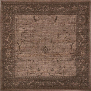 Brown 7' 10 x 7' 10 La Jolla Square Area Rug 100% Polypropylene Traditional Pattern Easy Clean Carpet for Living, Dining, Bedroom, Office for Sale at Rug Engine