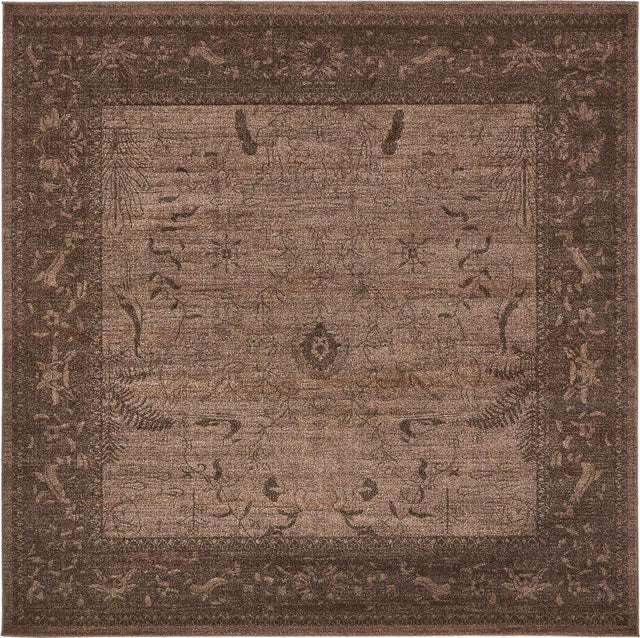 Brown 7' 10 x 7' 10 La Jolla Square Area Rug 100% Polypropylene Traditional Pattern Easy Clean Carpet for Living, Dining, Bedroom, Office for Sale at Rug Engine