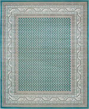 Turquoise 8' x 10' Williamsburg Rectangle Area Rug 100% Polypropylene With Cotton Backing Durable Easy Clean Stain Resistant Carpet for Sale at Rug Engine