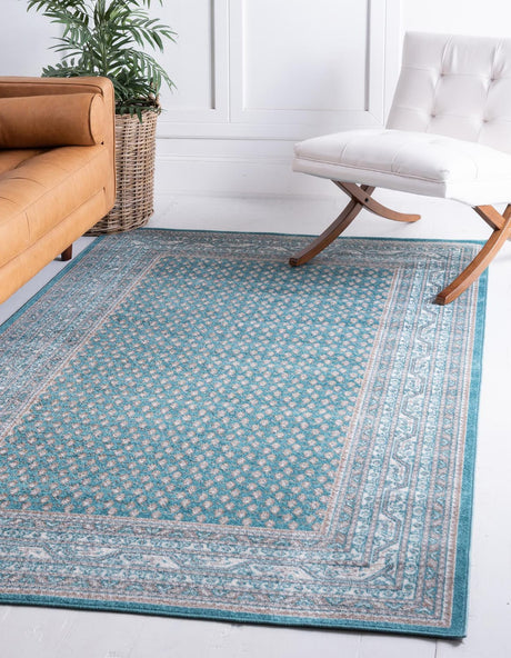 Turquoise 9' x 12' 2 Williamsburg Rectangle Area Rug 100% Polypropylene With Cotton Backing Durable Easy Clean Stain Resistant Carpet for Sale at Rug Engine