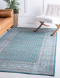 Turquoise 6' 1 x 9' Williamsburg Rectangle Area Rug 100% Polypropylene With Cotton Backing Durable Easy Clean Stain Resistant Carpet for Sale at Rug Engine