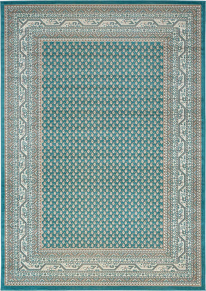 Turquoise 7' 1 x 10' Williamsburg Rectangle Area Rug 100% Polypropylene With Cotton Backing Durable Easy Clean Stain Resistant Carpet for Sale at Rug Engine