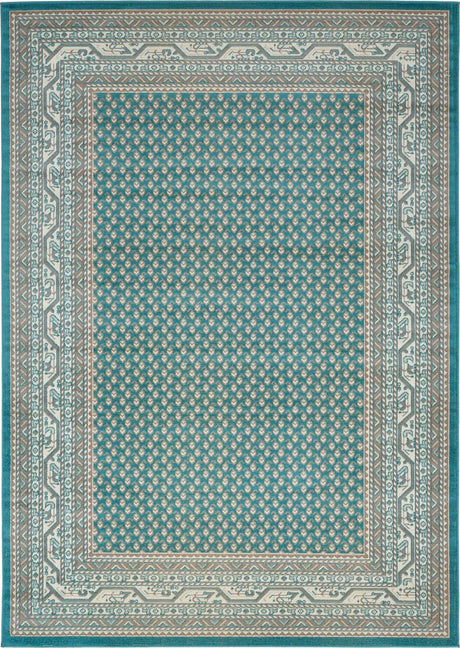 Turquoise 7' 1 x 10' Williamsburg Rectangle Area Rug 100% Polypropylene With Cotton Backing Durable Easy Clean Stain Resistant Carpet for Sale at Rug Engine