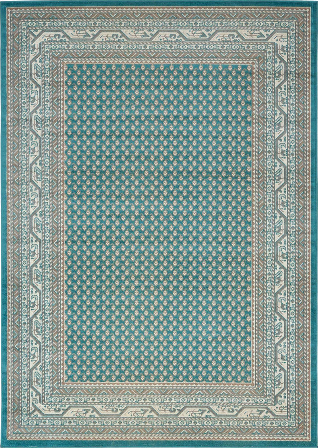 Turquoise 7' 1 x 10' Williamsburg Rectangle Area Rug 100% Polypropylene With Cotton Backing Durable Easy Clean Stain Resistant Carpet for Sale at Rug Engine