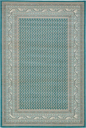 Turquoise 6' 1 x 9' Williamsburg Rectangle Area Rug 100% Polypropylene With Cotton Backing Durable Easy Clean Stain Resistant Carpet for Sale at Rug Engine