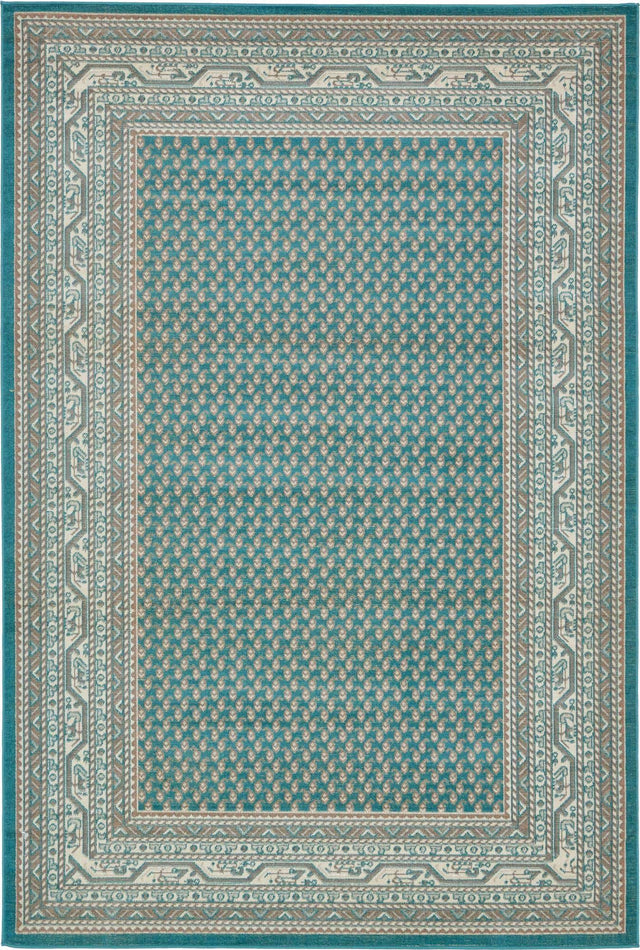 Turquoise 6' 1 x 9' Williamsburg Rectangle Area Rug 100% Polypropylene With Cotton Backing Durable Easy Clean Stain Resistant Carpet for Sale at Rug Engine