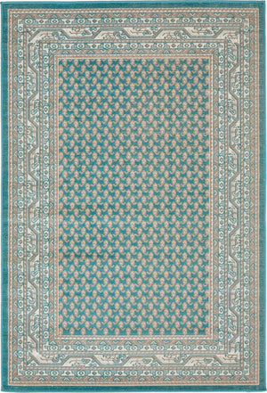 Turquoise 4' 1 x 6' 1 Williamsburg Rectangle Area Rug 100% Polypropylene With Cotton Backing Durable Easy Clean Stain Resistant Carpet for Sale at Rug Engine