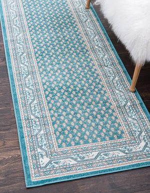 Turquoise 2' 9 x 9' 10 Williamsburg Runner Area Rug 100% Polypropylene With Cotton Backing Durable Easy Clean Stain Resistant Carpet for Sale at Rug Engine
