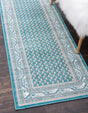 Turquoise 2' 7 x 12' Williamsburg Runner Area Rug 100% Polypropylene With Cotton Backing Durable Easy Clean Stain Resistant Carpet for Sale at Rug Engine