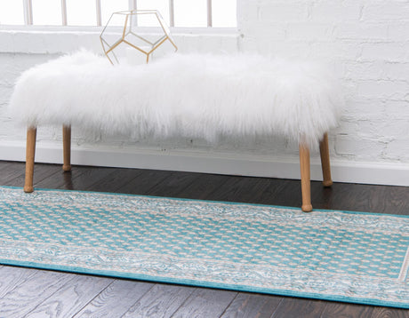 Turquoise 2' 7 x 12' Williamsburg Runner Area Rug 100% Polypropylene With Cotton Backing Durable Easy Clean Stain Resistant Carpet for Sale at Rug Engine