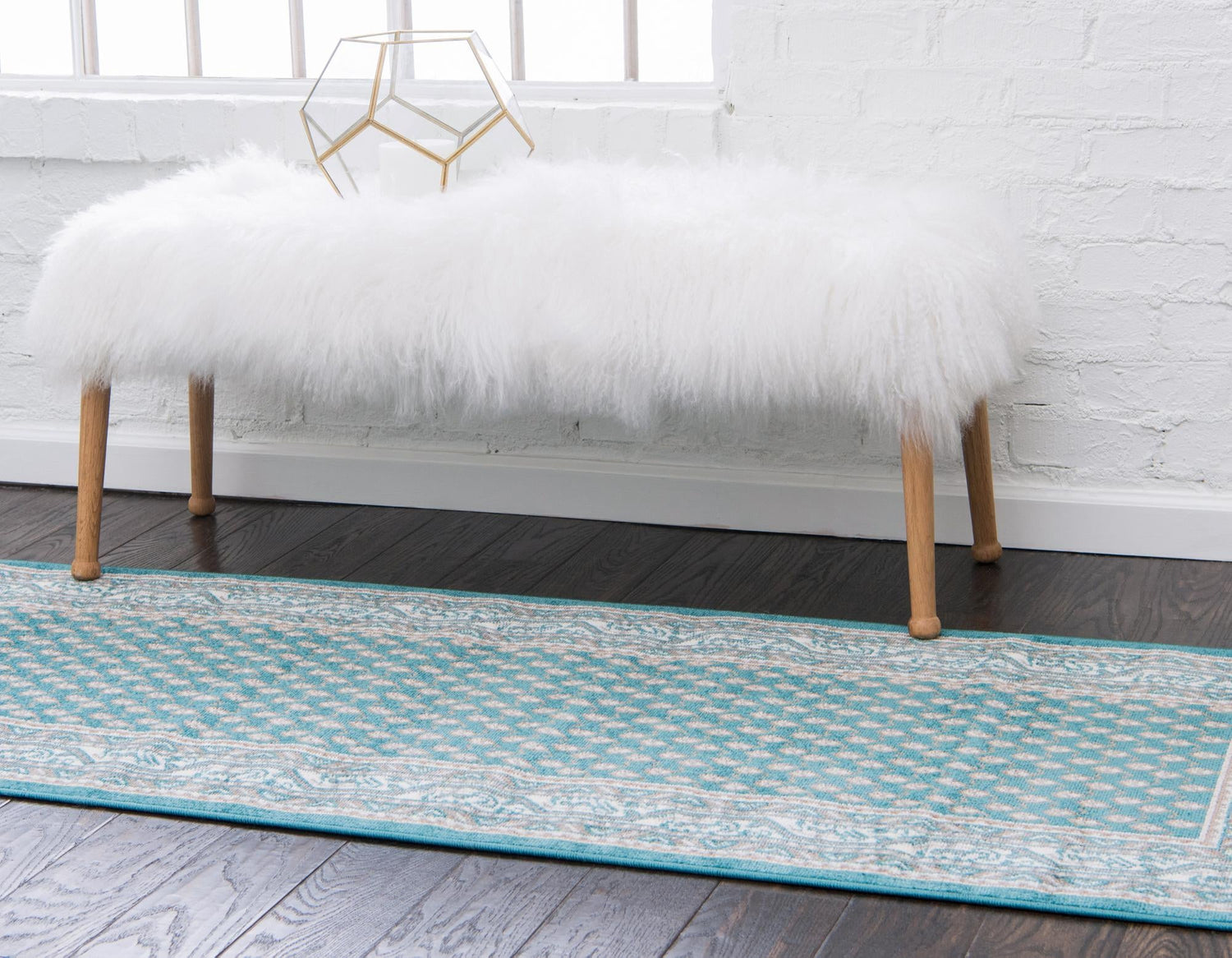 Turquoise 2' 9 x 9' 10 Williamsburg Runner Area Rug 100% Polypropylene With Cotton Backing Durable Easy Clean Stain Resistant Carpet for Sale at Rug Engine