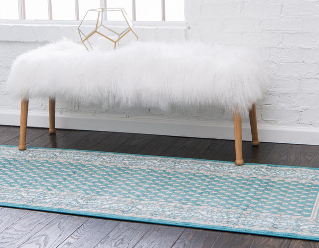 Turquoise 2' x 6' Williamsburg Runner Area Rug 100% Polypropylene With Cotton Backing Durable Easy Clean Stain Resistant Carpet for Sale at Rug Engine