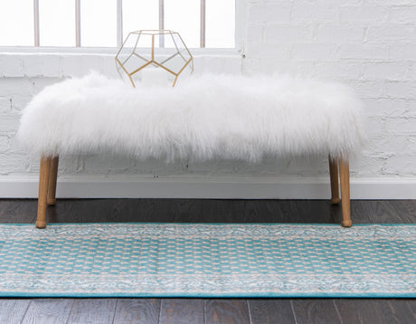 Turquoise 2' 7 x 12' Williamsburg Runner Area Rug 100% Polypropylene With Cotton Backing Durable Easy Clean Stain Resistant Carpet for Sale at Rug Engine