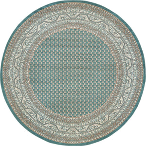 Turquoise 7' 10 x 7' 10 Williamsburg Round Area Rug 100% Polypropylene With Cotton Backing Durable Easy Clean Stain Resistant Carpet for Sale at Rug Engine