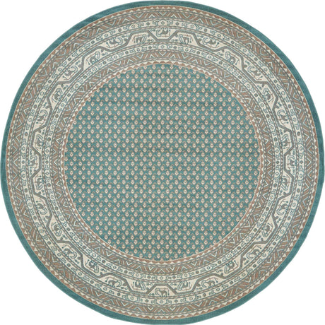 Turquoise 7' 10 x 7' 10 Williamsburg Round Area Rug 100% Polypropylene With Cotton Backing Durable Easy Clean Stain Resistant Carpet for Sale at Rug Engine