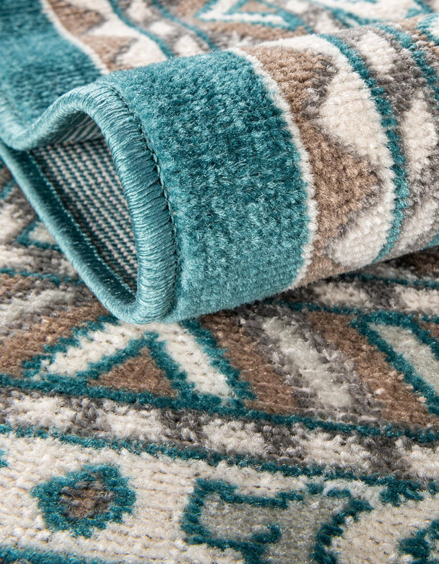 Turquoise 7' 10 x 7' 10 Williamsburg Round Area Rug 100% Polypropylene With Cotton Backing Durable Easy Clean Stain Resistant Carpet for Sale at Rug Engine