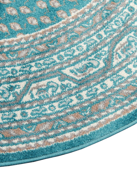 Turquoise 7' 10 x 7' 10 Williamsburg Round Area Rug 100% Polypropylene With Cotton Backing Durable Easy Clean Stain Resistant Carpet for Sale at Rug Engine