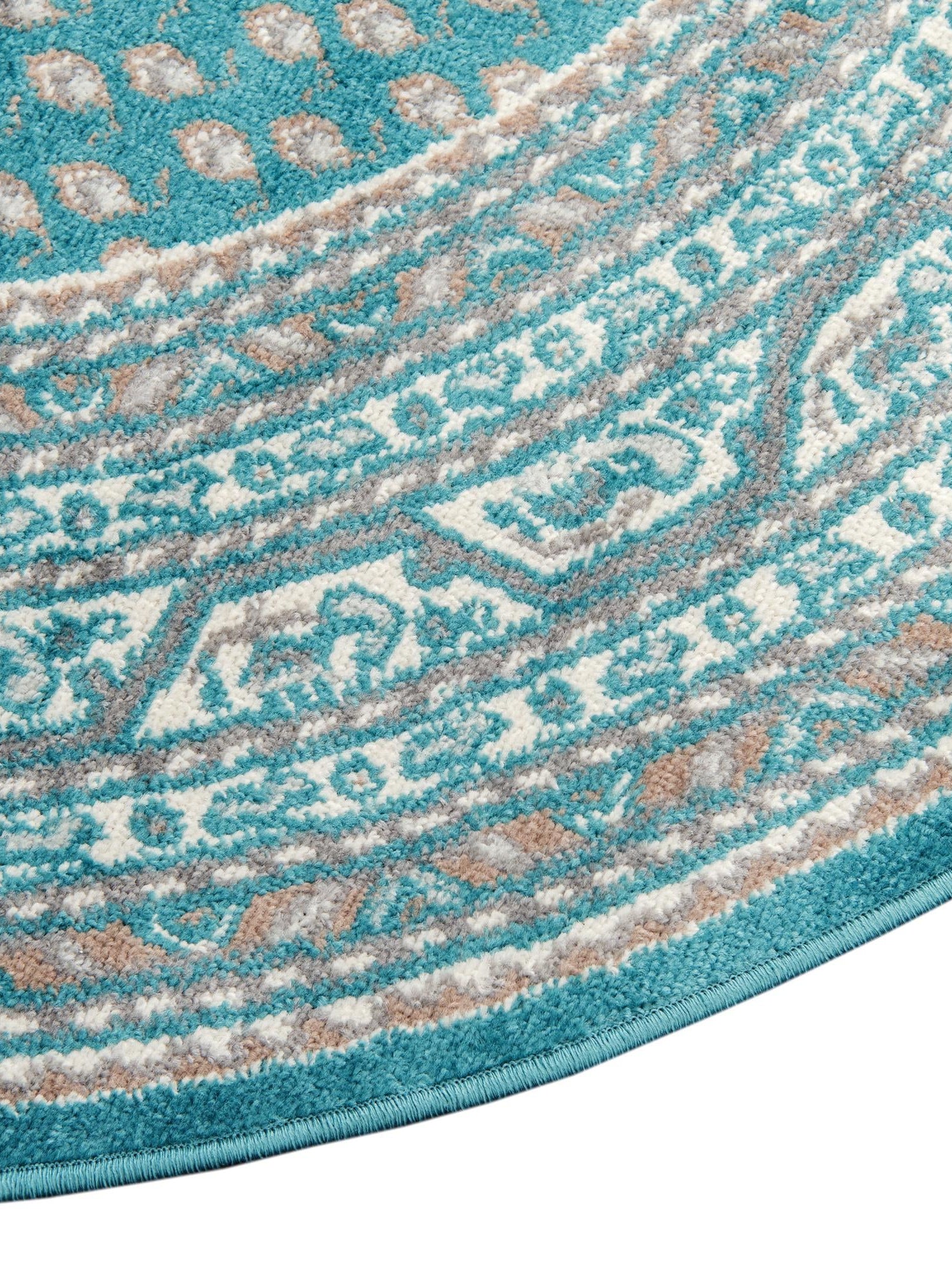 Turquoise 5' 1 x 5' 1 Williamsburg Round Area Rug 100% Polypropylene With Cotton Backing Durable Easy Clean Stain Resistant Carpet for Sale at Rug Engine