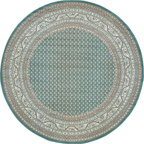 Turquoise 5' 1 x 5' 1 Williamsburg Round Area Rug 100% Polypropylene With Cotton Backing Durable Easy Clean Stain Resistant Carpet for Sale at Rug Engine