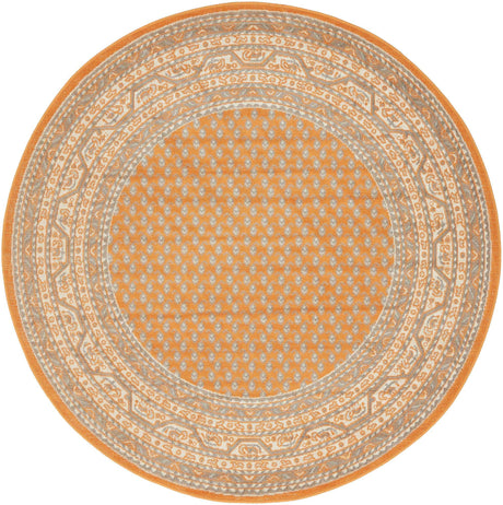 Orange 8' x 8' Williamsburg Round Area Rug 100% Polypropylene With Cotton Backing Durable Easy Clean Stain Resistant Carpet for Sale at Rug Engine