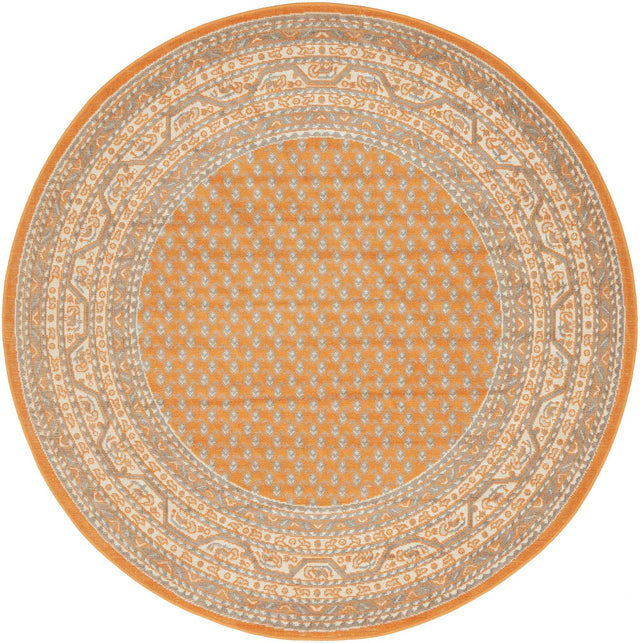 Orange 8' x 8' Williamsburg Round Area Rug 100% Polypropylene With Cotton Backing Durable Easy Clean Stain Resistant Carpet for Sale at Rug Engine