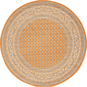 Orange 5' 1 x 5' 1 Williamsburg Round Area Rug 100% Polypropylene With Cotton Backing Durable Easy Clean Stain Resistant Carpet for Sale at Rug Engine