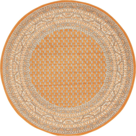 Orange 5' 1 x 5' 1 Williamsburg Round Area Rug 100% Polypropylene With Cotton Backing Durable Easy Clean Stain Resistant Carpet for Sale at Rug Engine