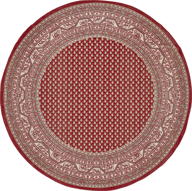 Red 8' x 8' Williamsburg Round Area Rug 100% Polypropylene With Cotton Backing Durable Easy Clean Stain Resistant Carpet for Sale at Rug Engine