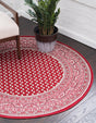 Red 5' 1 x 5' 1 Williamsburg Round Area Rug 100% Polypropylene With Cotton Backing Durable Easy Clean Stain Resistant Carpet for Sale at Rug Engine