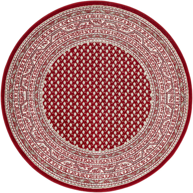 Red 5' 1 x 5' 1 Williamsburg Round Area Rug 100% Polypropylene With Cotton Backing Durable Easy Clean Stain Resistant Carpet for Sale at Rug Engine