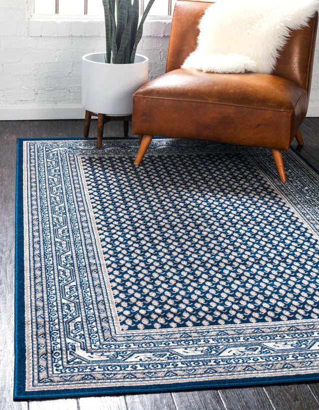 Blue 6' 1 x 9' Williamsburg Rectangle Area Rug 100% Polypropylene With Cotton Backing Durable Easy Clean Stain Resistant Carpet for Sale at Rug Engine