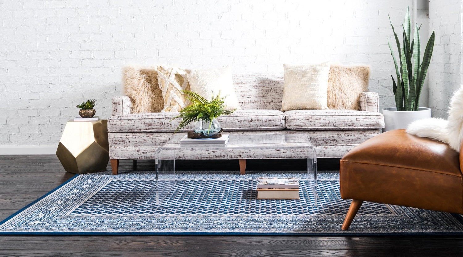 Blue 9' x 12' Williamsburg Rectangle Area Rug 100% Polypropylene With Cotton Backing Durable Easy Clean Stain Resistant Carpet for Sale at Rug Engine