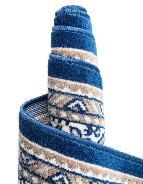 Blue 7' 1 x 10' Williamsburg Rectangle Area Rug 100% Polypropylene With Cotton Backing Durable Easy Clean Stain Resistant Carpet for Sale at Rug Engine
