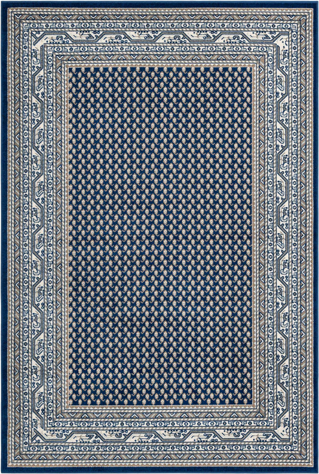 Blue 6' 1 x 9' Williamsburg Rectangle Area Rug 100% Polypropylene With Cotton Backing Durable Easy Clean Stain Resistant Carpet for Sale at Rug Engine
