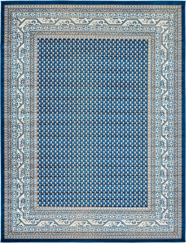 Blue 9' x 12' Williamsburg Rectangle Area Rug 100% Polypropylene With Cotton Backing Durable Easy Clean Stain Resistant Carpet for Sale at Rug Engine