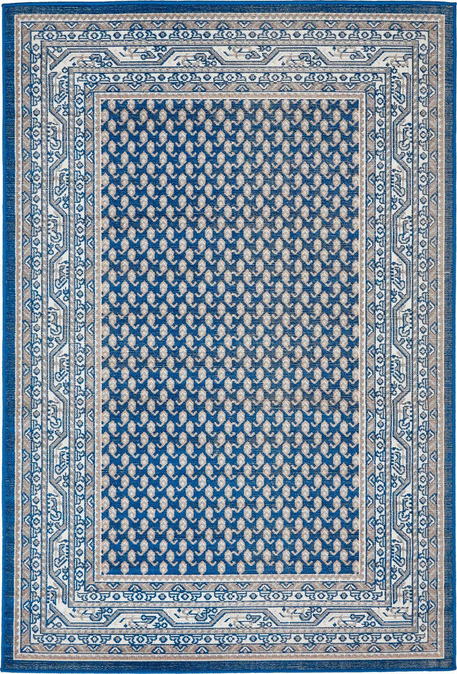 Blue 4' 1 x 6' 1 Williamsburg Rectangle Area Rug 100% Polypropylene With Cotton Backing Durable Easy Clean Stain Resistant Carpet for Sale at Rug Engine