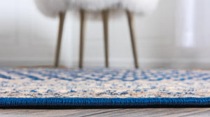 Blue 3' 7 x 3' 7 Williamsburg Round Area Rug 100% Polypropylene With Cotton Backing Durable Easy Clean Stain Resistant Carpet for Sale at Rug Engine