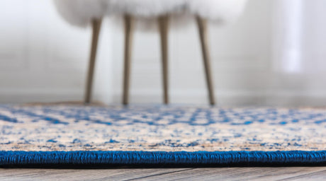 Blue 3' 7 x 3' 7 Williamsburg Round Area Rug 100% Polypropylene With Cotton Backing Durable Easy Clean Stain Resistant Carpet for Sale at Rug Engine