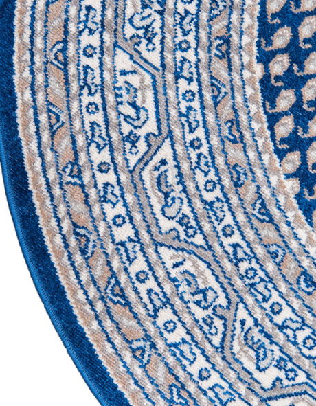 Blue 8' x 8' Williamsburg Round Area Rug 100% Polypropylene With Cotton Backing Durable Easy Clean Stain Resistant Carpet for Sale at Rug Engine