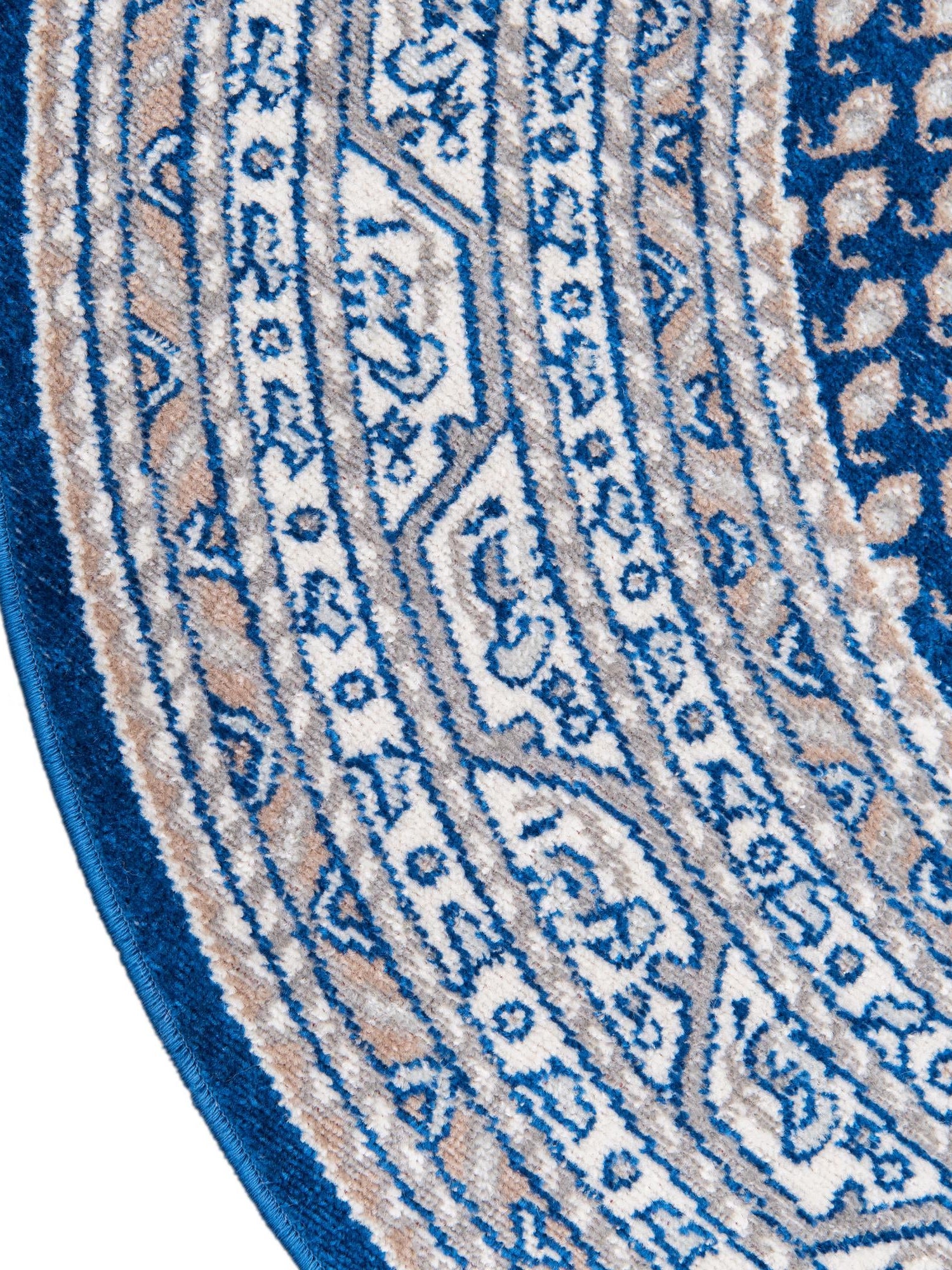 Blue 5' 1 x 5' 1 Williamsburg Round Area Rug 100% Polypropylene With Cotton Backing Durable Easy Clean Stain Resistant Carpet for Sale at Rug Engine