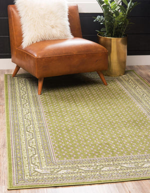 Green 4' x 6' Williamsburg Rectangle Area Rug 100% Polypropylene With Cotton Backing Durable Easy Clean Stain Resistant Carpet for Sale at Rug Engine