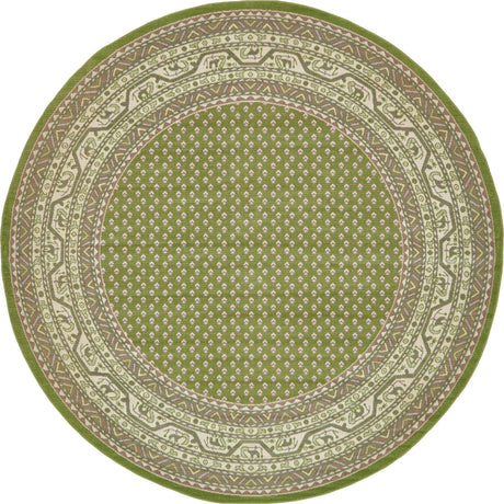 Green 8' x 8' Williamsburg Round Area Rug 100% Polypropylene With Cotton Backing Durable Easy Clean Stain Resistant Carpet for Sale at Rug Engine