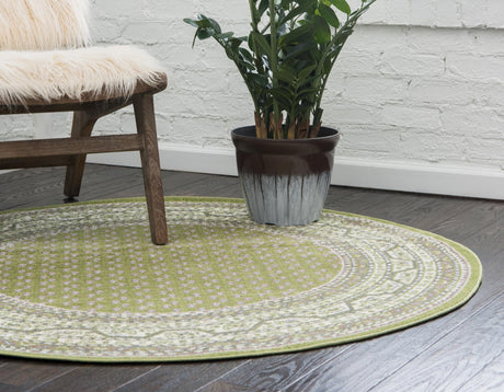 Green 5' 1 x 5' 1 Williamsburg Round Area Rug 100% Polypropylene With Cotton Backing Durable Easy Clean Stain Resistant Carpet for Sale at Rug Engine