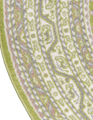 Green 3' 7 x 3' 7 Williamsburg Round Area Rug 100% Polypropylene With Cotton Backing Durable Easy Clean Stain Resistant Carpet for Sale at Rug Engine